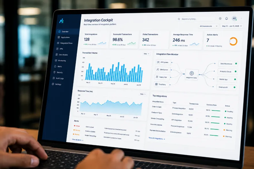 An SAP BTP analytics cockpit dashboard